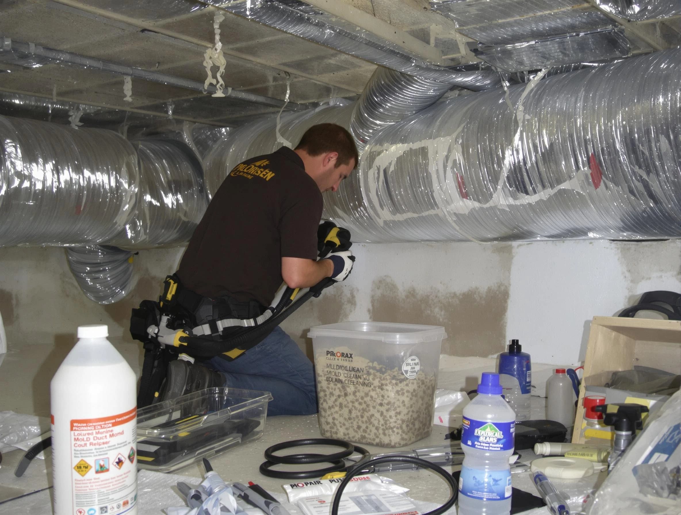 Stonegate Air Duct Cleaning specialist performing professional mold removal from air ducts in Stonegate