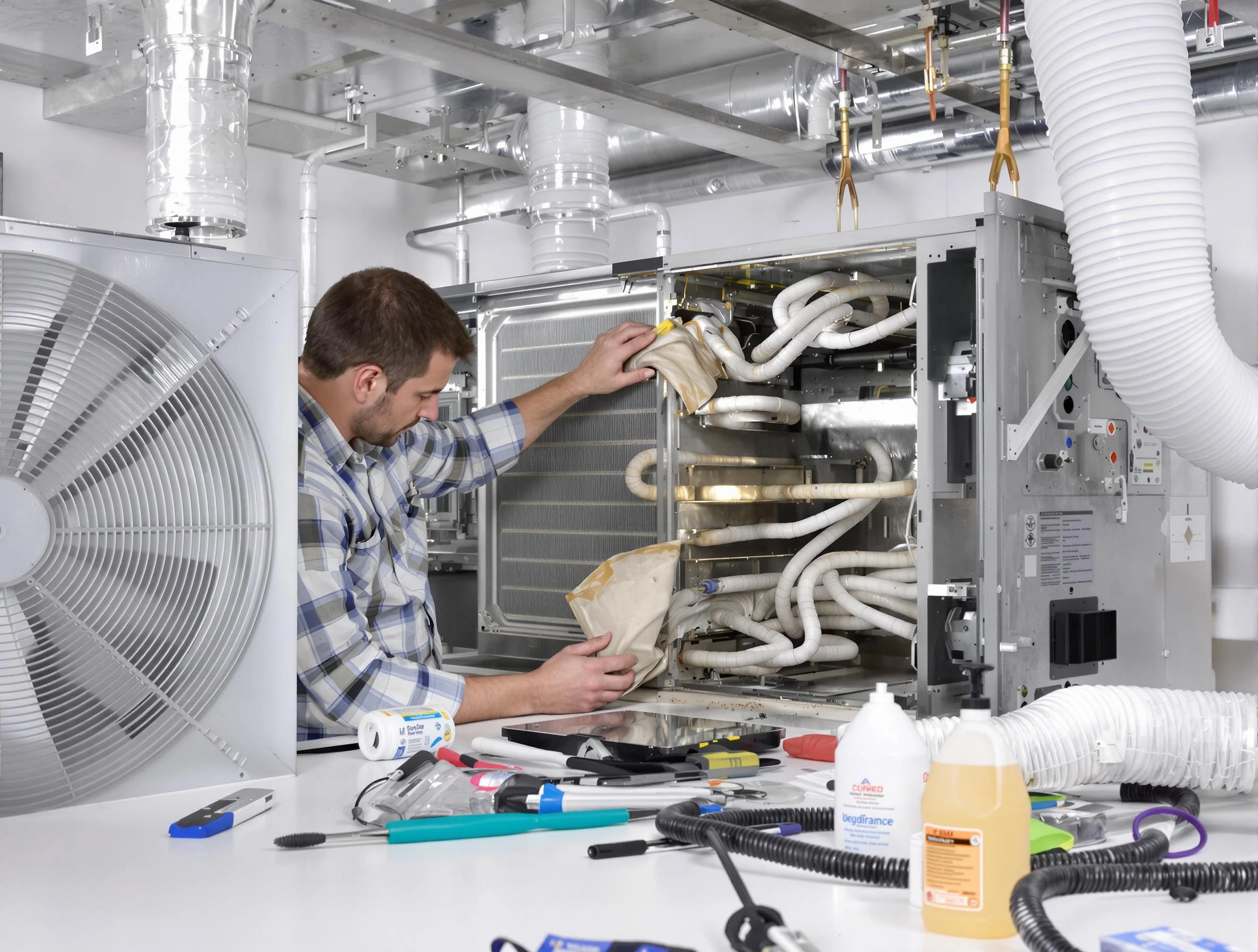 Stonegate Air Duct Cleaning specialist performing precision AC coil cleaning in Stonegate