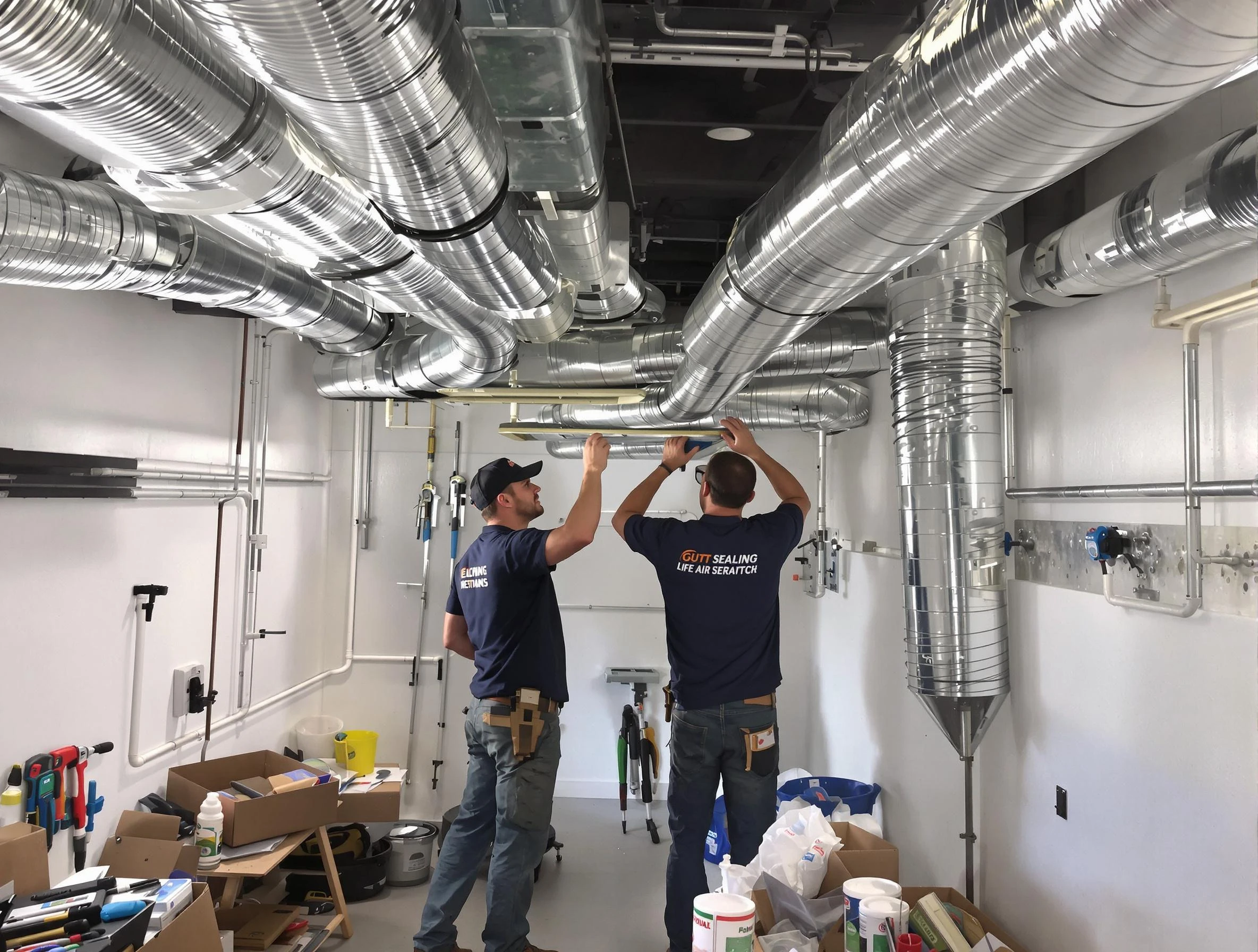 Stonegate Air Duct Cleaning technician applying professional duct sealing solutions in Stonegate