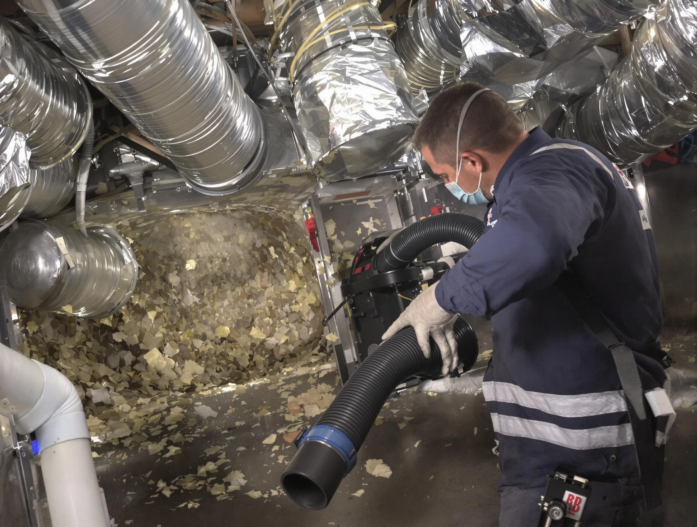 Stonegate Air Duct Cleaning specialist operating negative pressure cleaning equipment for thorough duct maintenance in Stonegate